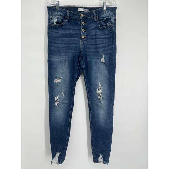 KanCan Women’s Distressed Button Fly Skinny Jeans Size 31 - Picture 1 of 9